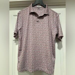 Peter Millar Red and White Patterned Polo